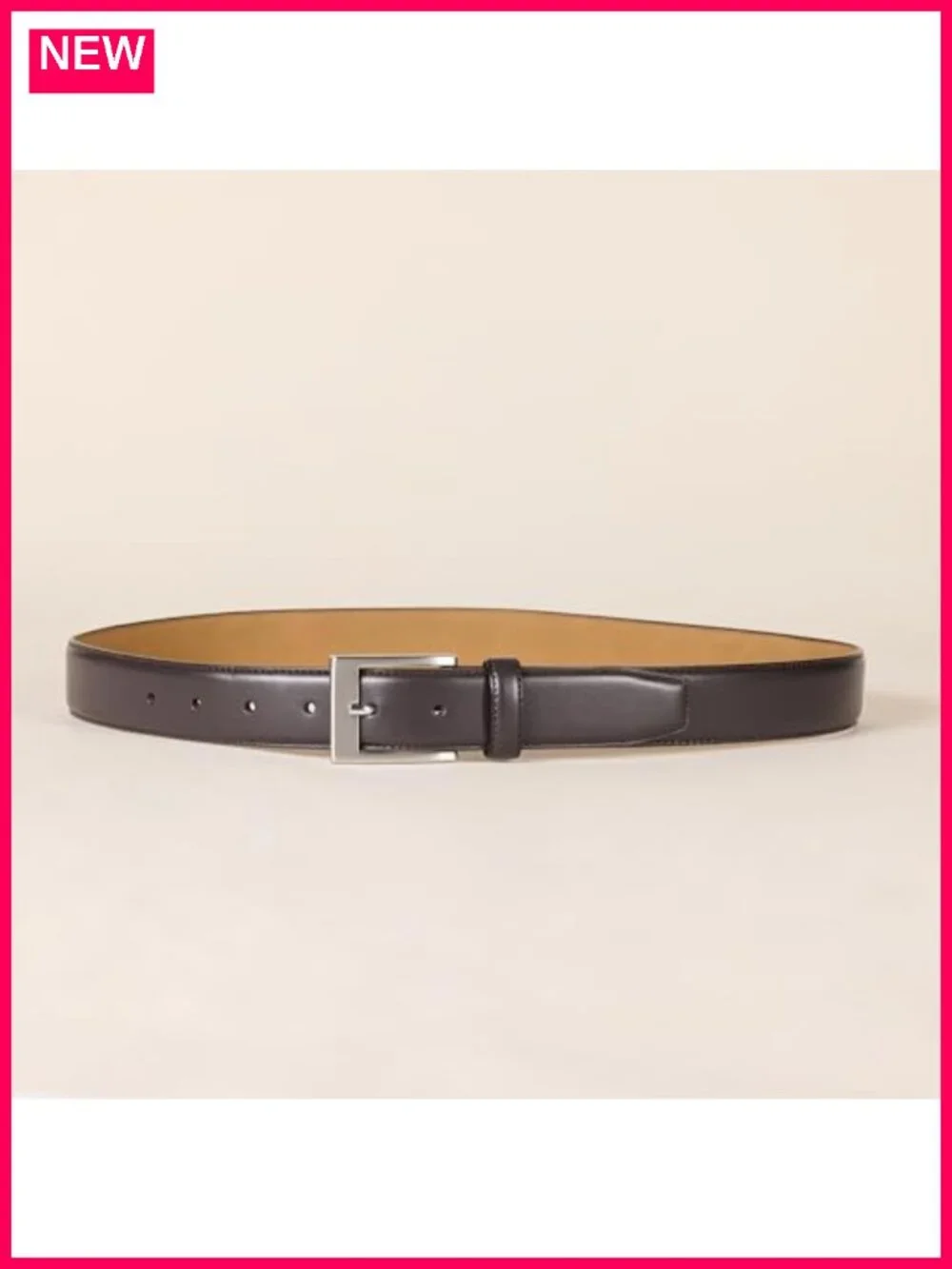 Men's Bonded Leather Belt with Metal Buckle, Medium Weight, Classic Dress Belt